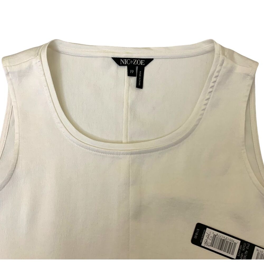 NIC+ZOE Silky White Relaxed A-Line Tunic Tank Top PP XXS NWT Lightweight Lined - Picture 4 of 11